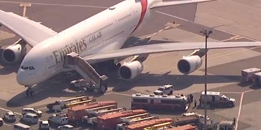 All passengers disembarked from Emirates flight EK 203 following